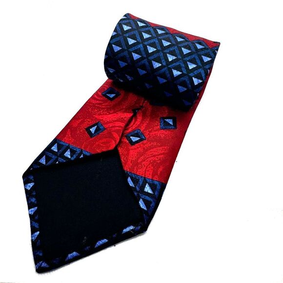 Disney Mickey Unlimited Daffy Duck Baseball Tie Red Blue Patterned Silk Blend - Picture 2 of 3
